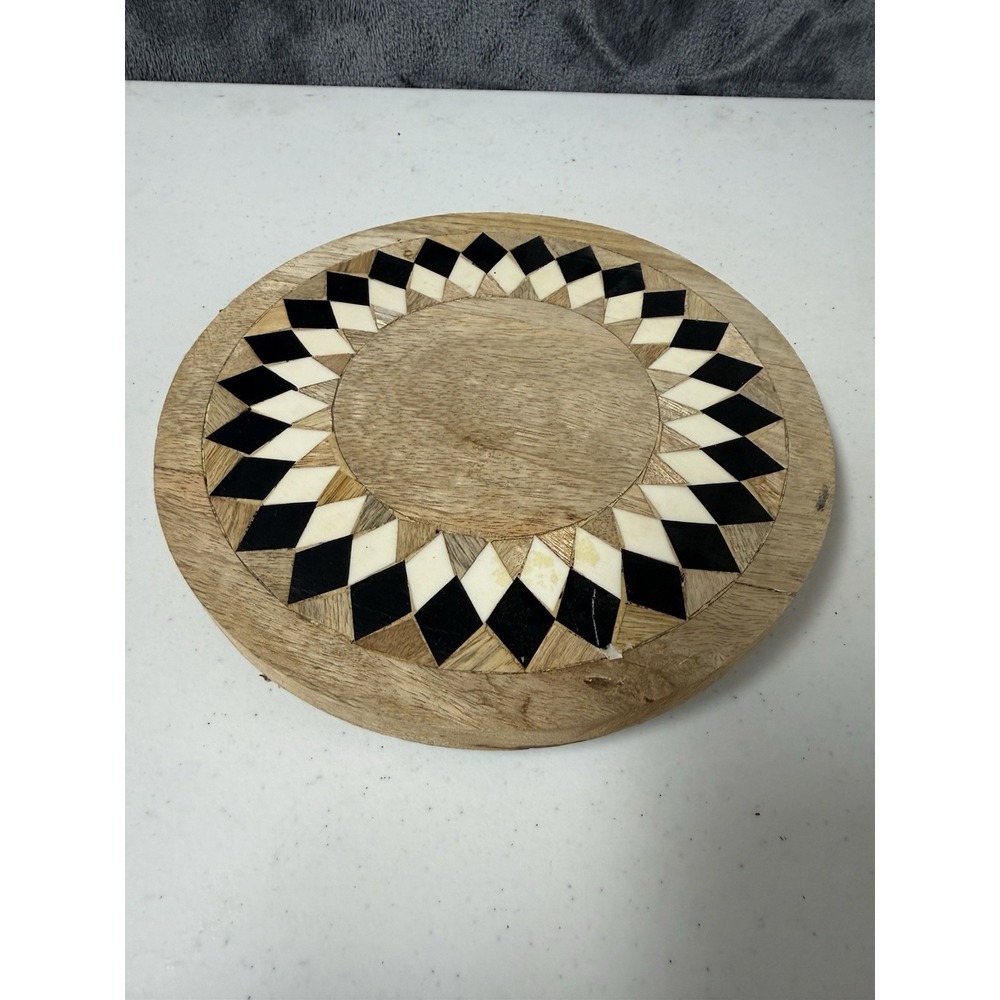 Boston Warehouse Black‎ and White Diamond Trivet, 8 inch, Round